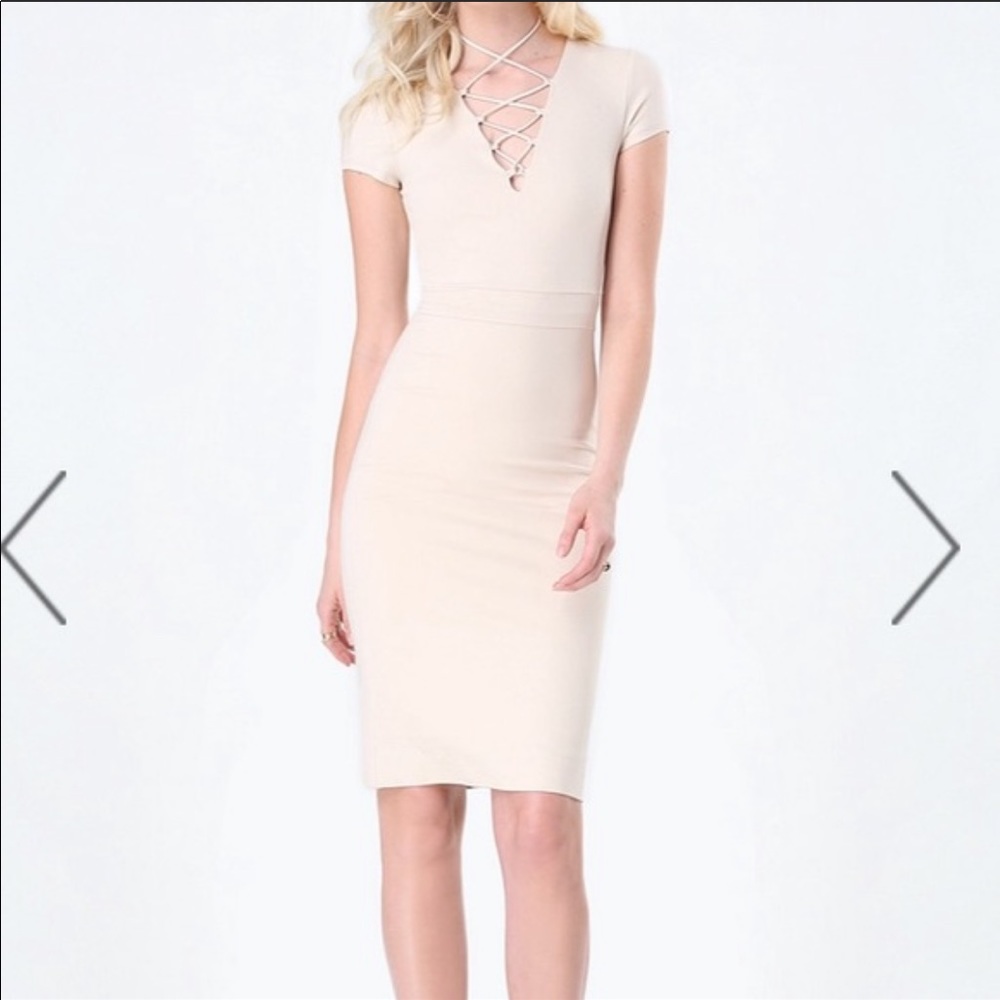Bebe Petite Lace Up Midi Dress